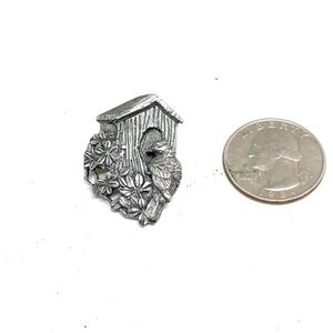 VINTAGE Birds & Blooms 1997 Limited Edition pewter brooch.